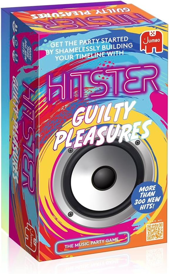 Jumbo Hitster - Guilty Pleasures, Fun Music Quiz Card Game, 2-10 Players - 300 Plus Guilty Pleasure Music Hits - Great for Adult and Family Game Nights (US Edition)