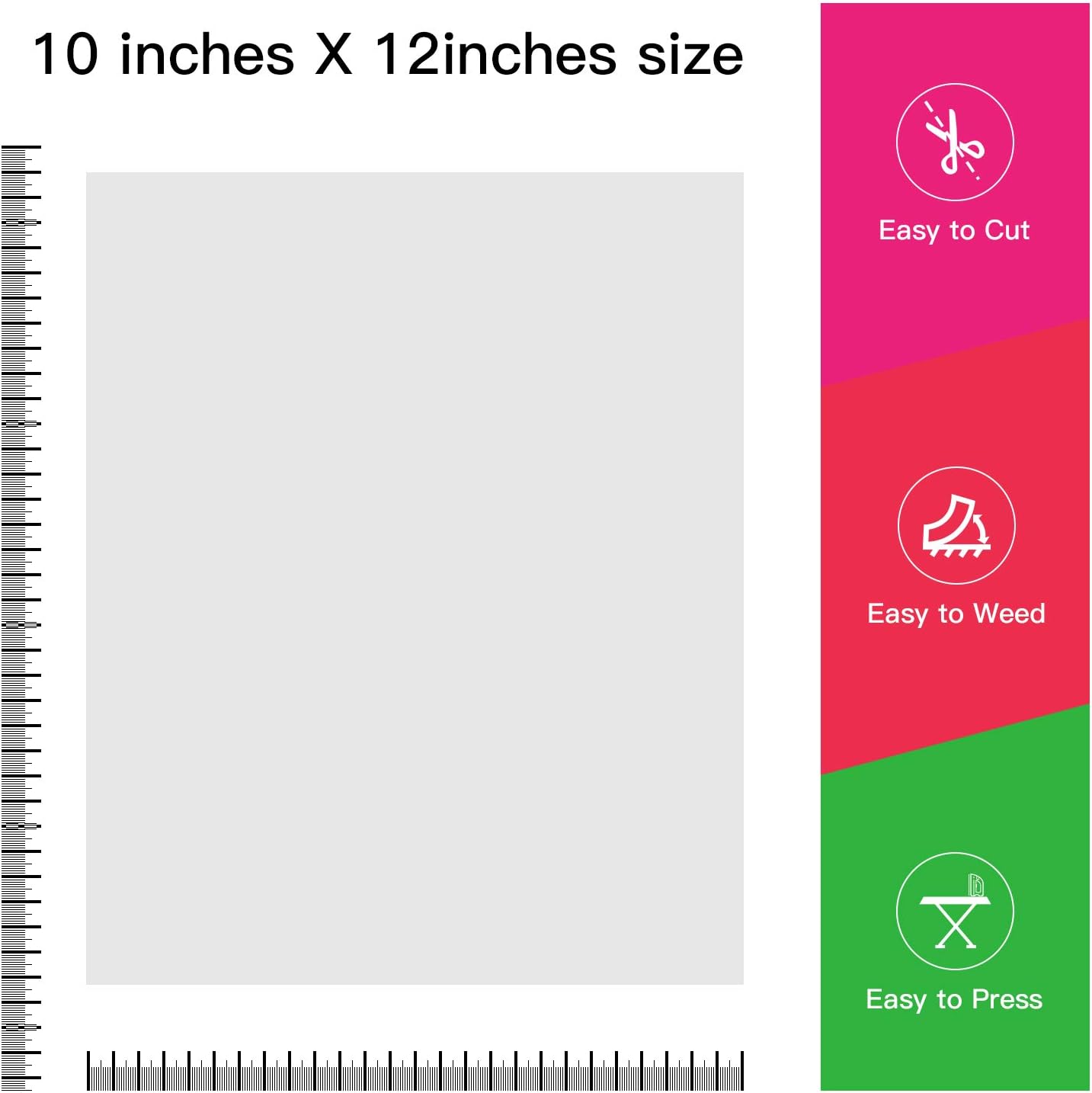 JANDJPACKAGING White Heat Transfer Vinyl HTV Bundle 10"x12"- 10 Pack of Premium White HTV Sheets - Iron On Vinyl for T-Shirt Best HTV Vinyl for Silhouette Cameo,Cricut