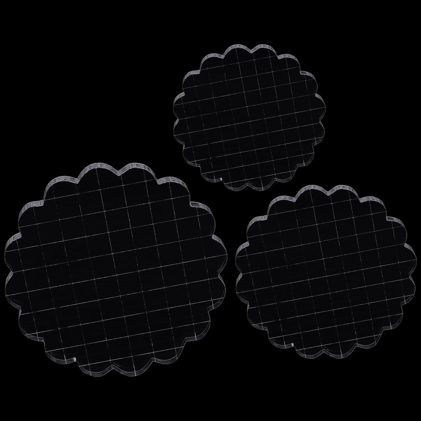 3 Pieces Acrylic Stamp Blocks Set, Sector Clear Stamping Blocks Tools Set With Grid Lines for Scrapbooking Crafts Making