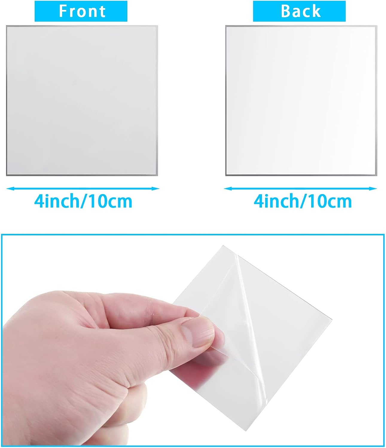 Jetec Mini Size Acrylic Square Mirror Adhesive Small Square Mirror Tiles for Crafts and DIY Projects Supplies(25 Pcs,4 Inches)