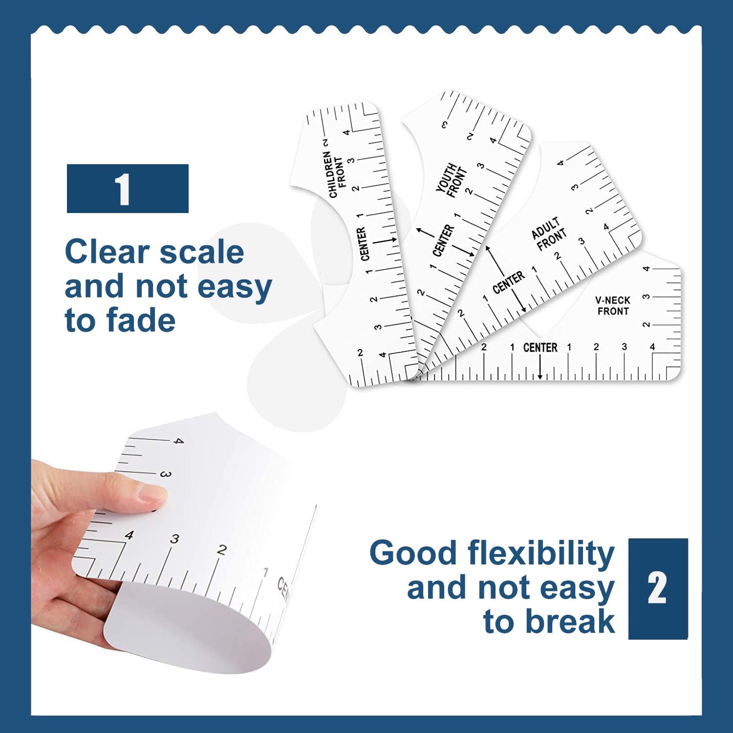 Vowlove Tshirt Ruler Guide for Vinyl Alignment - Tee Shirt Centering Designs Alignment Tool, T-Shirt Measurement Ruler Graphics Placement, Sublimation Blanks Accessories Heat Press Screen Printing