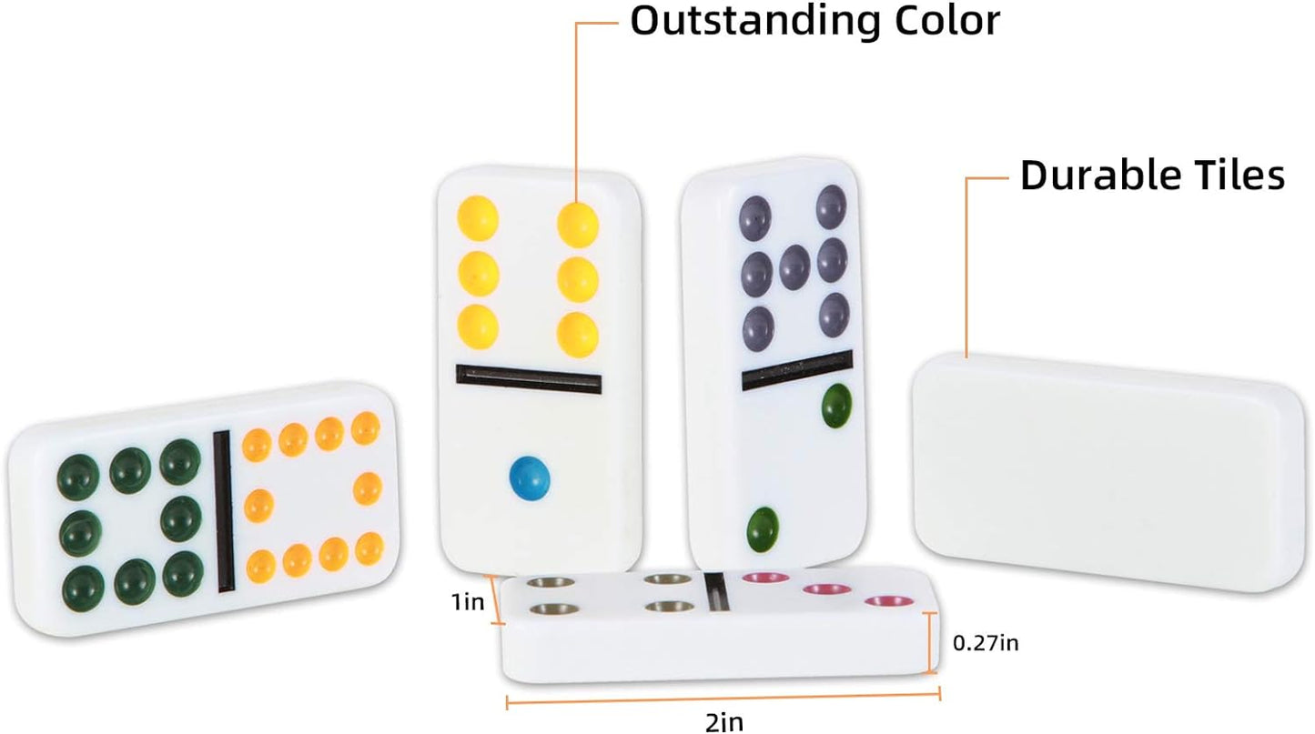 NOLIE Mexican Train Dominoes Game, Double 12 Dot Dominoes Set with Aluminum Case