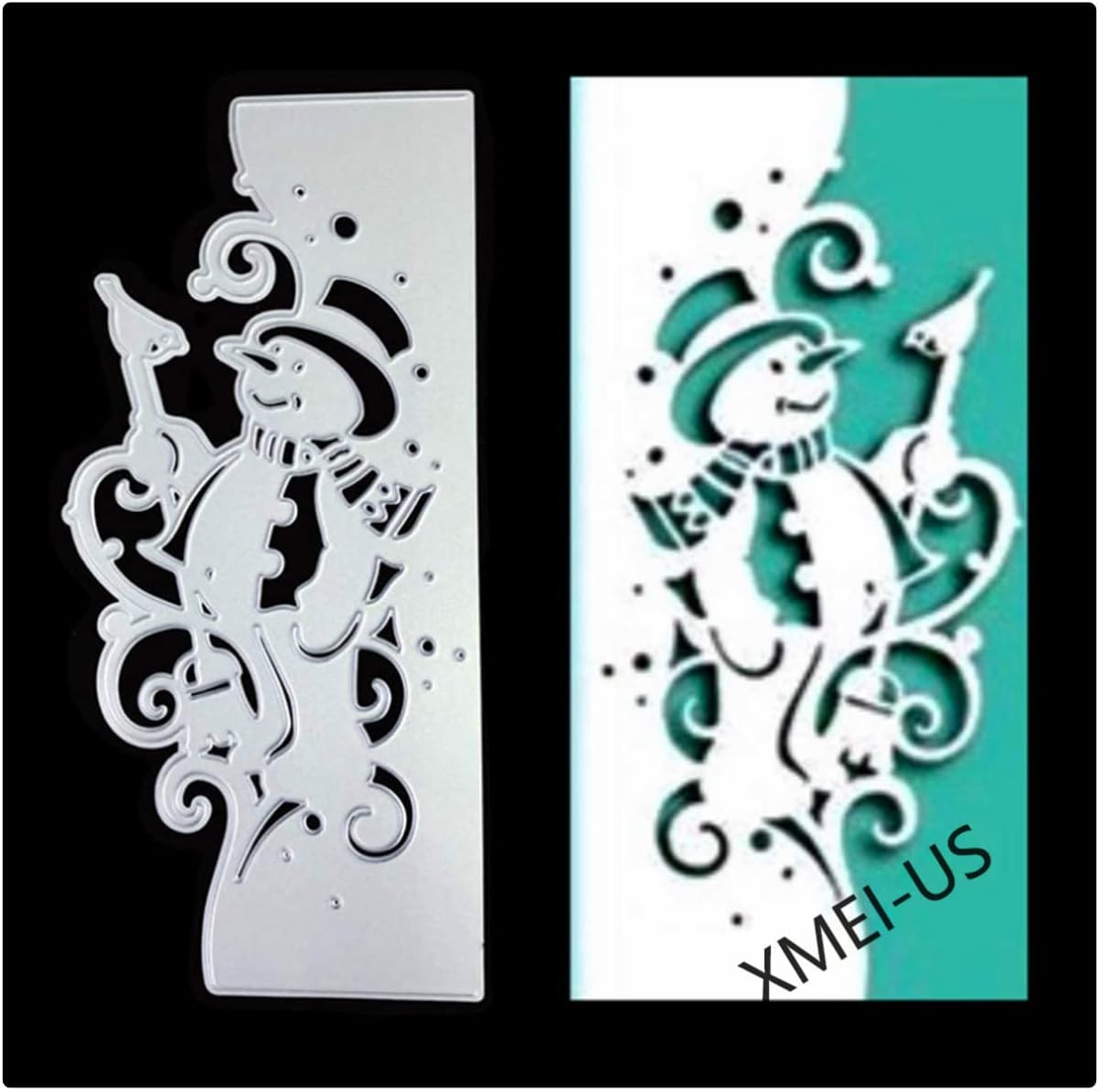 Metal Cutting Dies DIY Embossing Stencil Template Scrapbooking Card Making Mold Photo Album Arts Crafts Tools (Lace Snowman-16.4x7.9cm)