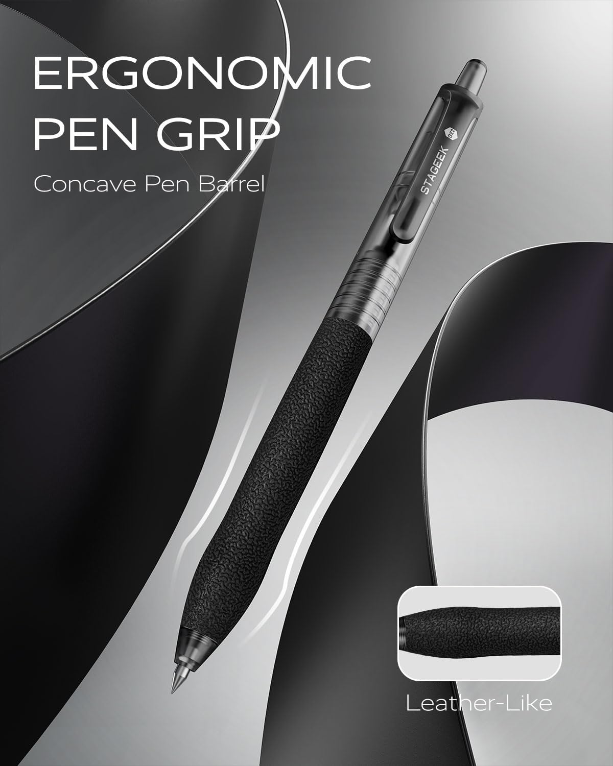 0.5mm Gel Pens Fine Point Smooth Writing Pens, 12PCS Black Ink Pens, Retractable Leather-Like Black Gel Pens, Business Gel Pen for Journaling, Writing, School, Office Use (Black)