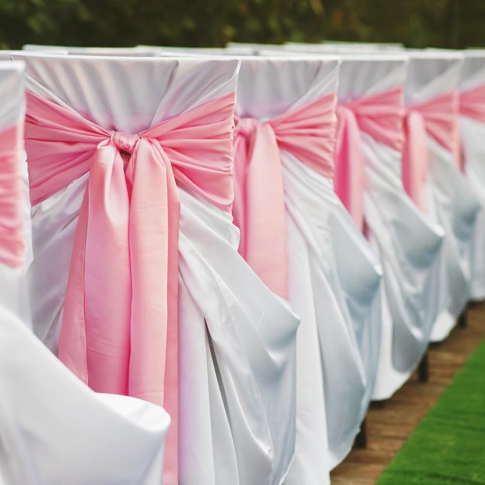 4" Width x 25 Yards Satin Fabric Ribbon, Pink Ribbon Perfect for Wedding Car, Chair Sash, Grand Opening Ceremony, Big Bows, Embroidery, Floral Crafts, Party Decoration