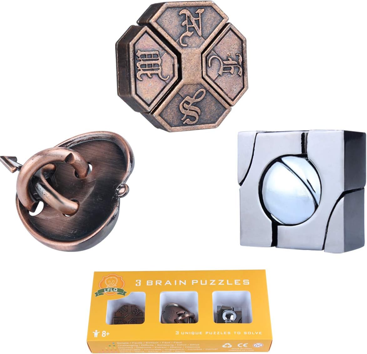 Brain Teaser Puzzle for Adults Puzzles Metal Hole Lock Adult Educational Toy Jigsaw IQ Puzzle (Orange)