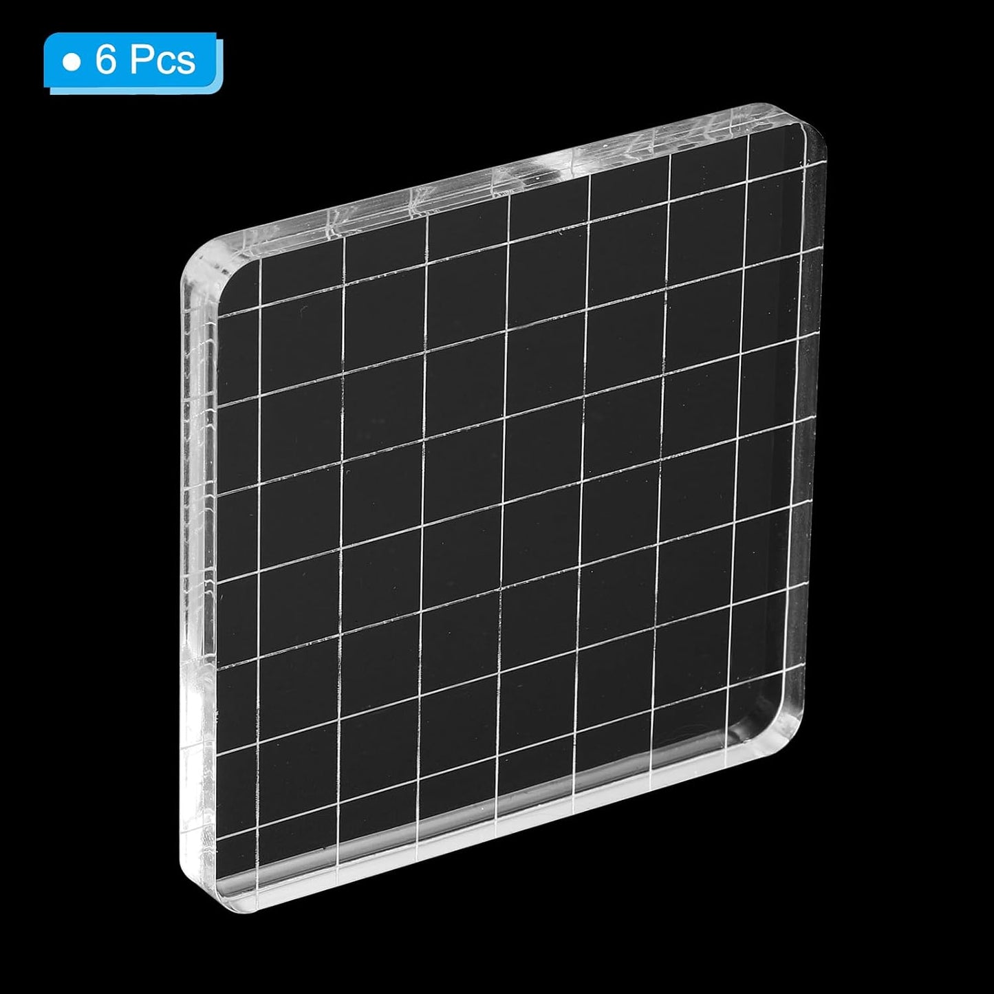 PATIKIL 3"x3" Acrylic Stamp Block, 6Pcs Clear Stamping Block with Grid Lines Decorative Mounting Blocks Square for Scrapbooking DIY Crafts Card Making