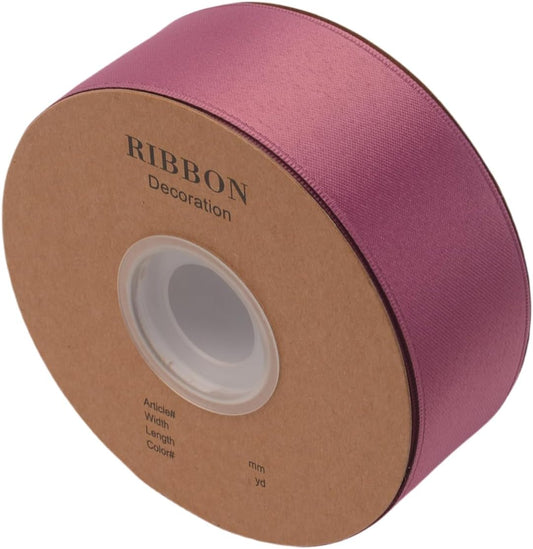 Double Side Satin Ribbon, Continuous 20 Yards,Use for Craft Bows Bouquet, Gift Wrapping, Wedding Decoration, Floral Arrangement (Dark Purple, 1-1/2 inch)