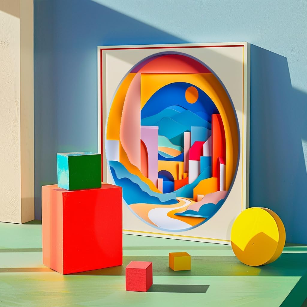 Bgraamiens 3D Visual Sunrise in The Distance 1000 Pieces Round Puzzle for Adult,Unique Modern Art