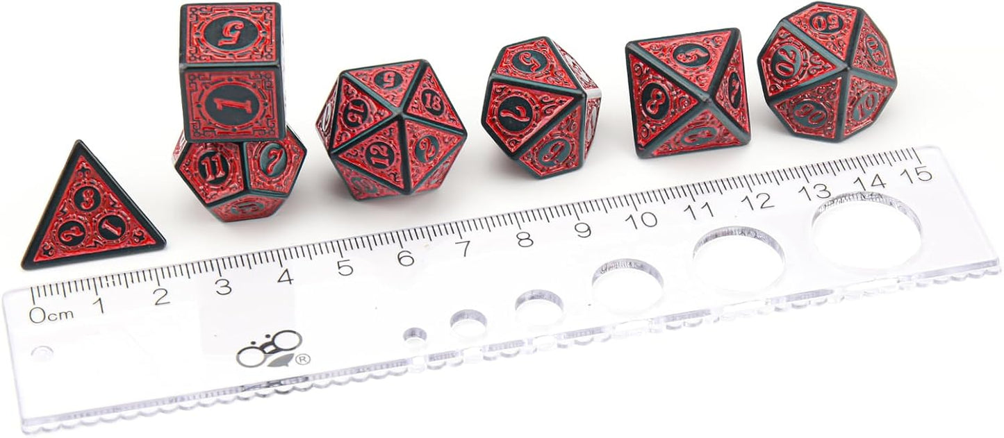 Coyeekn DND Dice Polyhedral Dice, 5 Sets of Dragons and Dungeons,RPG MTG Table Game Vintage Dice Carving Dice (35Pieces)