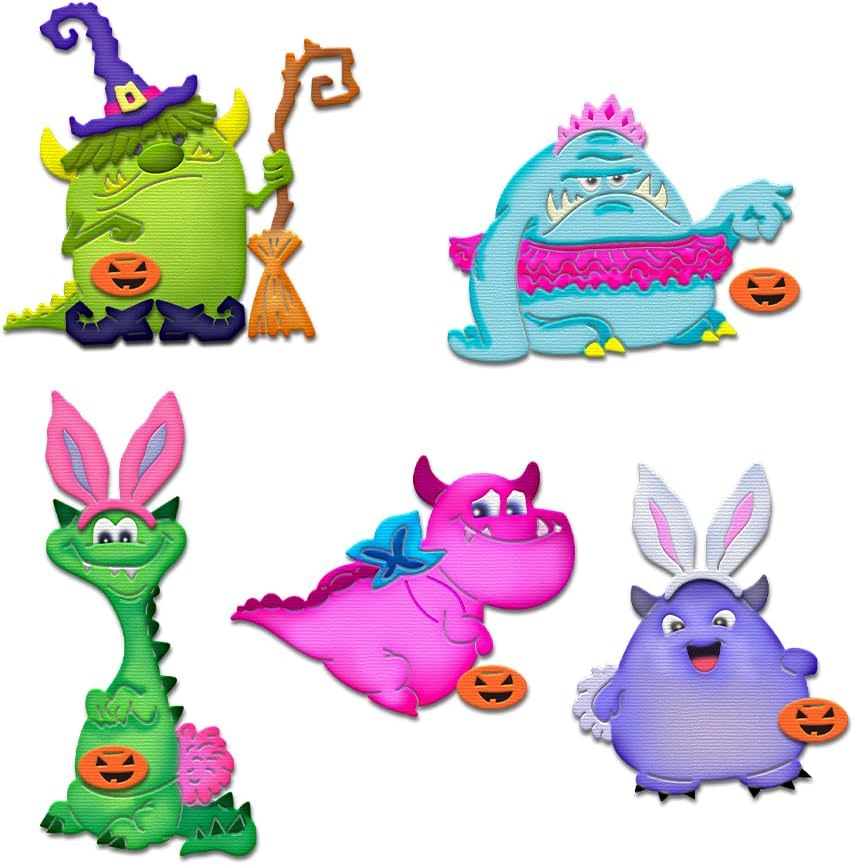 Halloween Clear Silicone stampReusable Stamp with Pumpkins, Skulls, Bats, Santa Claus, and Holiday Designs. Used for Making Cards, scrapbooks, and DIY templates (Halloween Monsters)