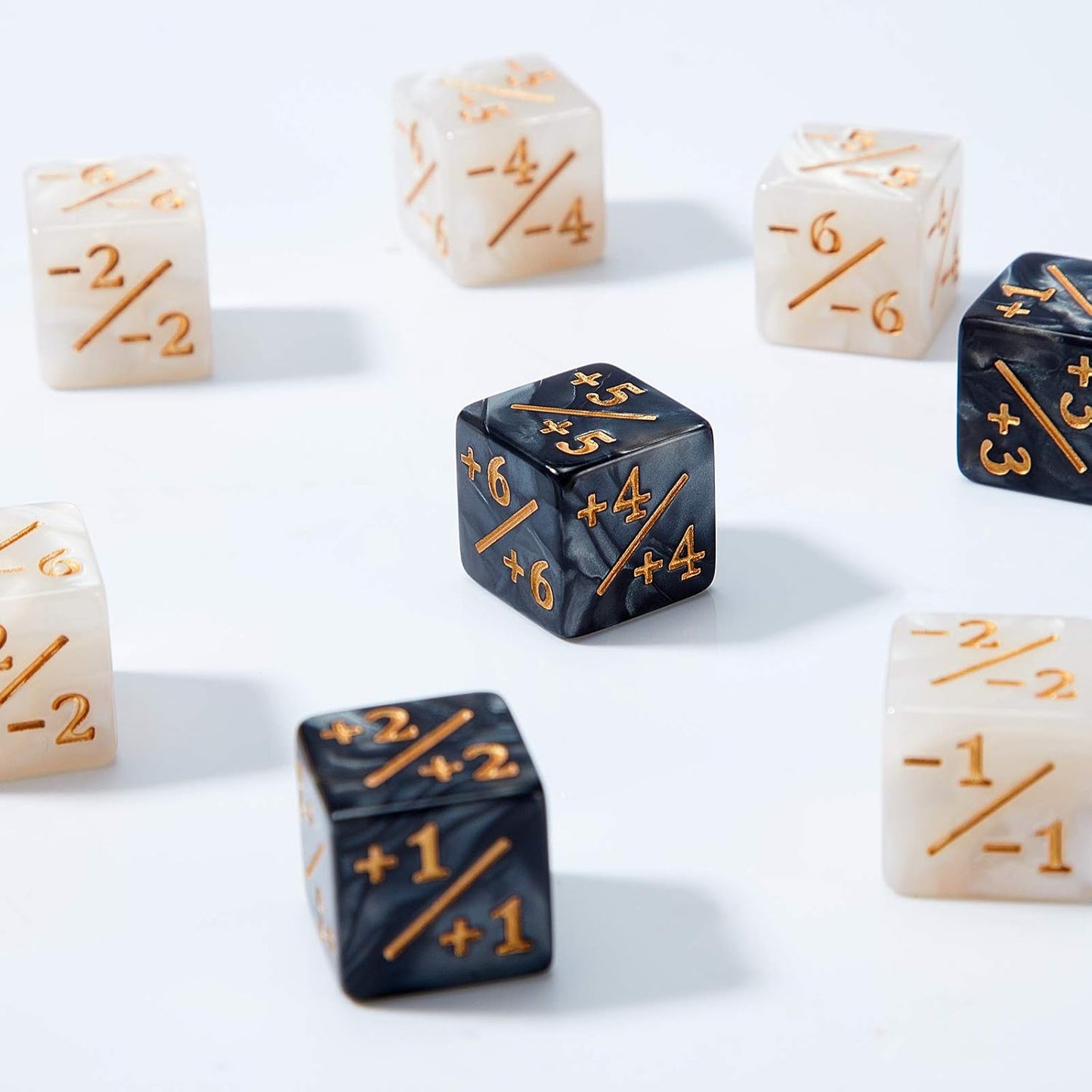 Sumind 24 Pcs Magic Life Counter Dice -1/+1 Counters Commander Buff Tokens 6 Sided Dice Loyalty Life Gifts Compatible with MTG CCG TCG Cards Gaming Accessory (Charming Style)