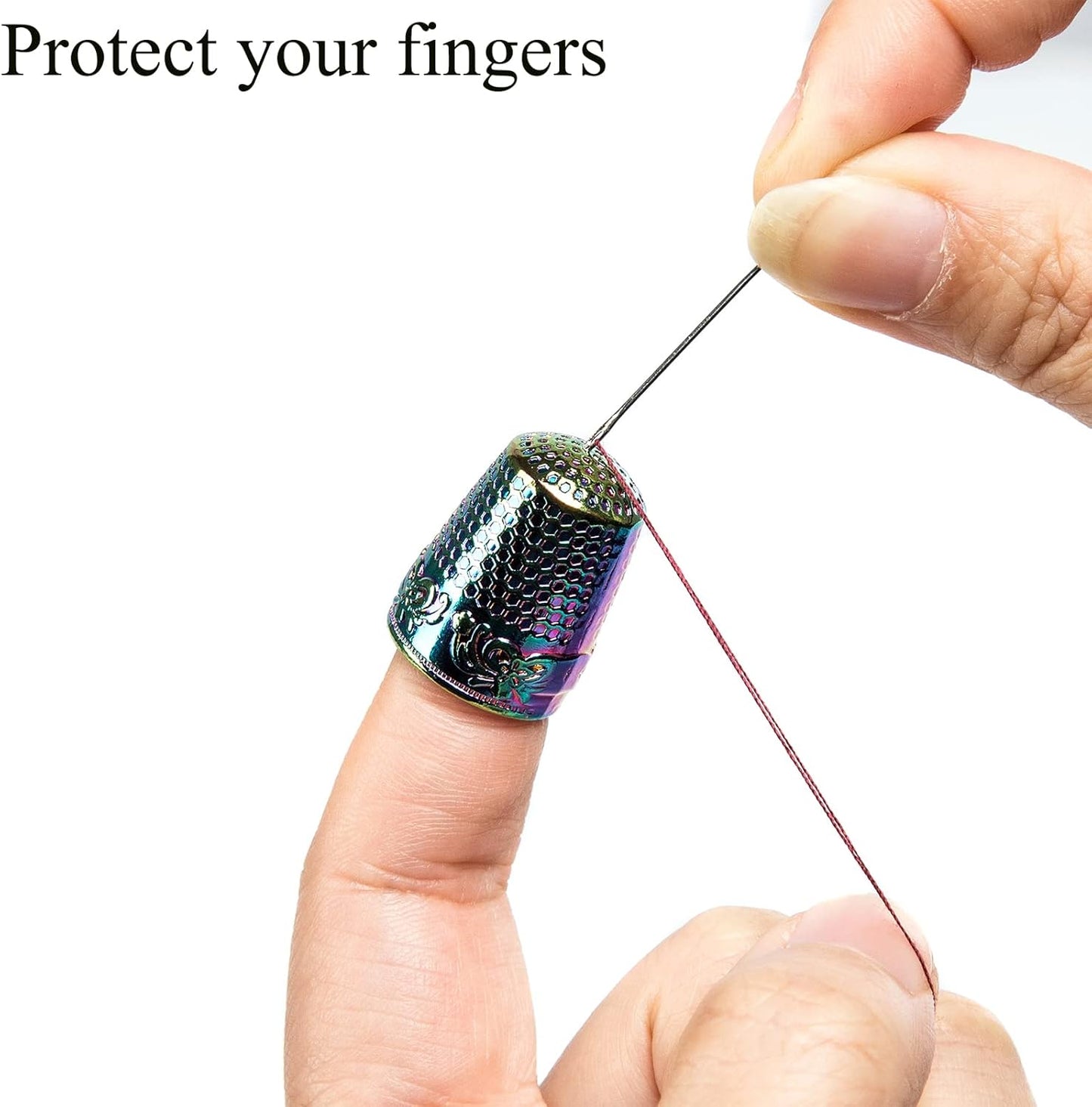 J.CARP 4Pcs Sewing Thimble, Dazzle Color Sewing Thimble Finger Protector, Finger Shield Fingertip Thimble Sewing Quilting Craft, Accessories DIY Sewing Tools