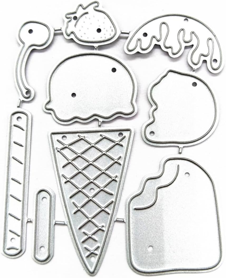 Cutting Dies Metal Stencils Scrapbooking Tools Flowers Lace Frame DIY Embossing Template for Paper Card Making Album Arts Crafts Supplies (Ice Cream-6.1x7.5cm)