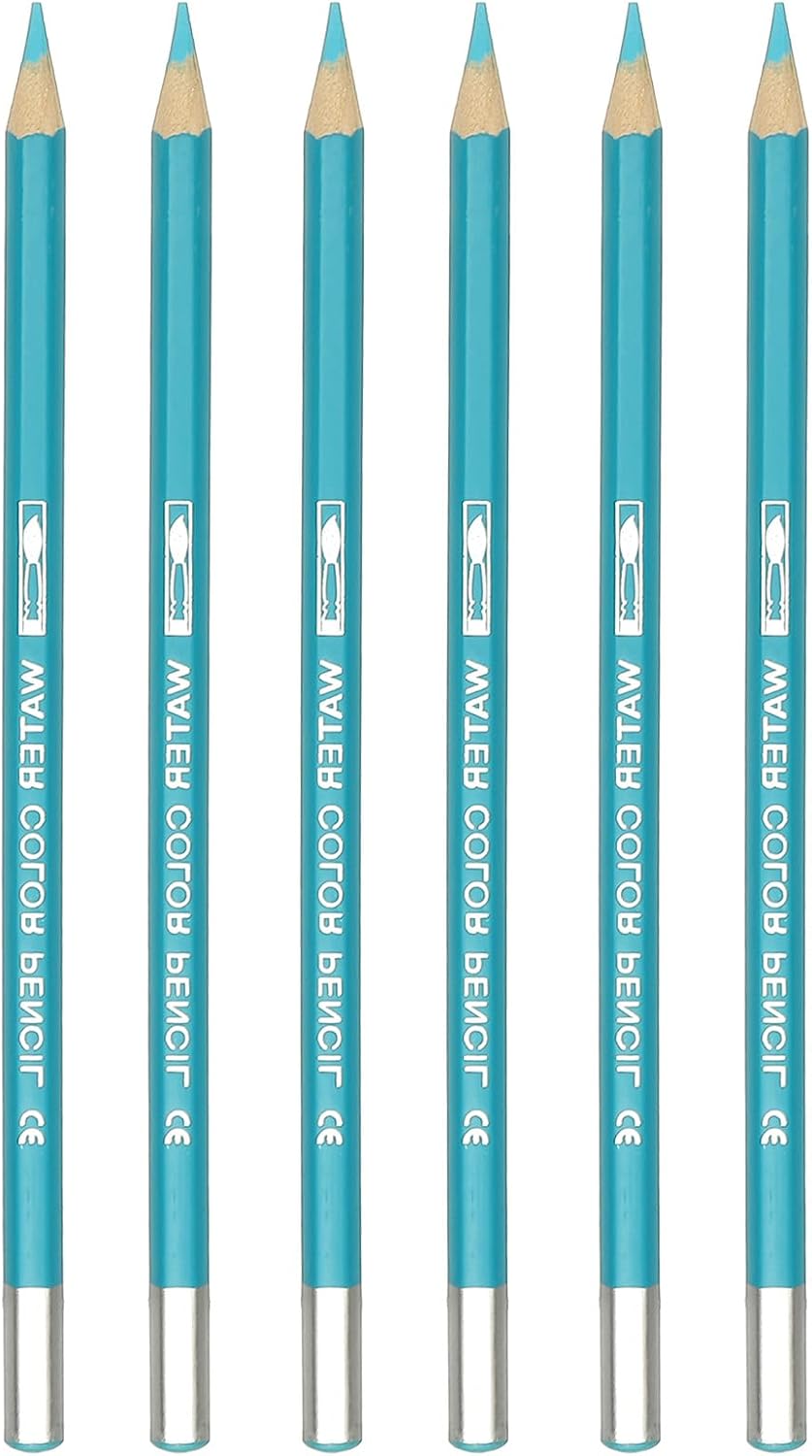 PATIKIL Watercolor Pencil, 6Pcs Water Soluble Pencils for Blending, Coloring, Sketch Drawing, Painting, Sky Blue