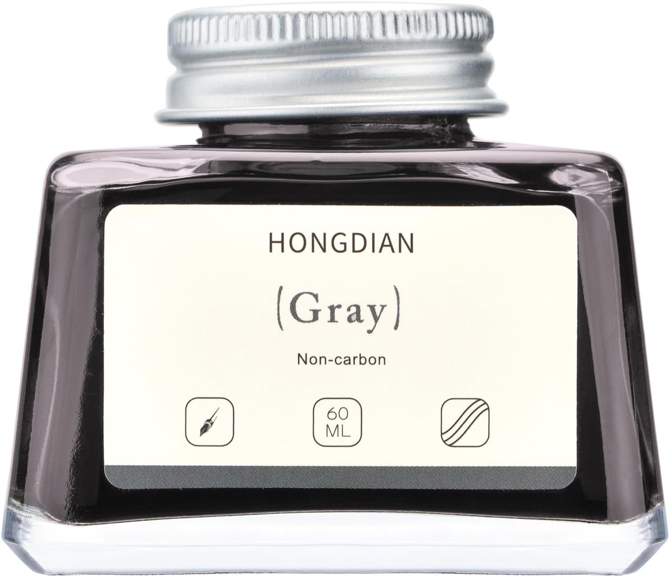 Hongdian Fountain Pen Bottled Ink Gray, 60ml Fountain Pen Ink Bottled for Writing and Calligraphy, Non Carbon