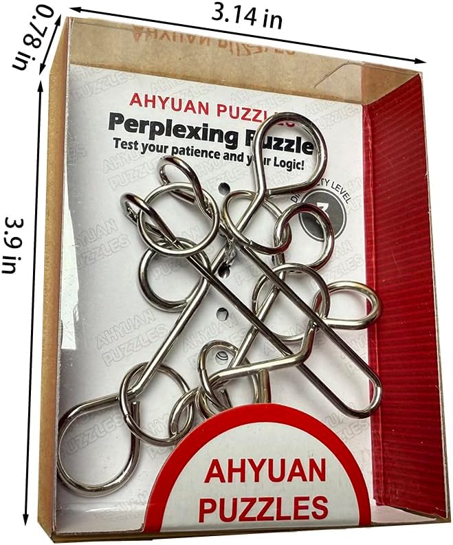 AHYUAN 24 Packs Large Metal Puzzles Brain Teaser IQ Wire Puzzles with Individual Backside Solution Paper Box Gift Package Educational Puzzle Games Toys Magic Trick Toy Party Favors for Kids Adults