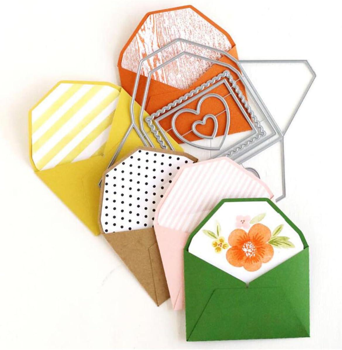 Cutting Dies Metal Stencils Scrapbooking Tools Flowers Lace Frame DIY Embossing Template for Paper Card Making Album Arts Crafts Supplies (Frame 1-Love envelope-14.3x11.3cm)