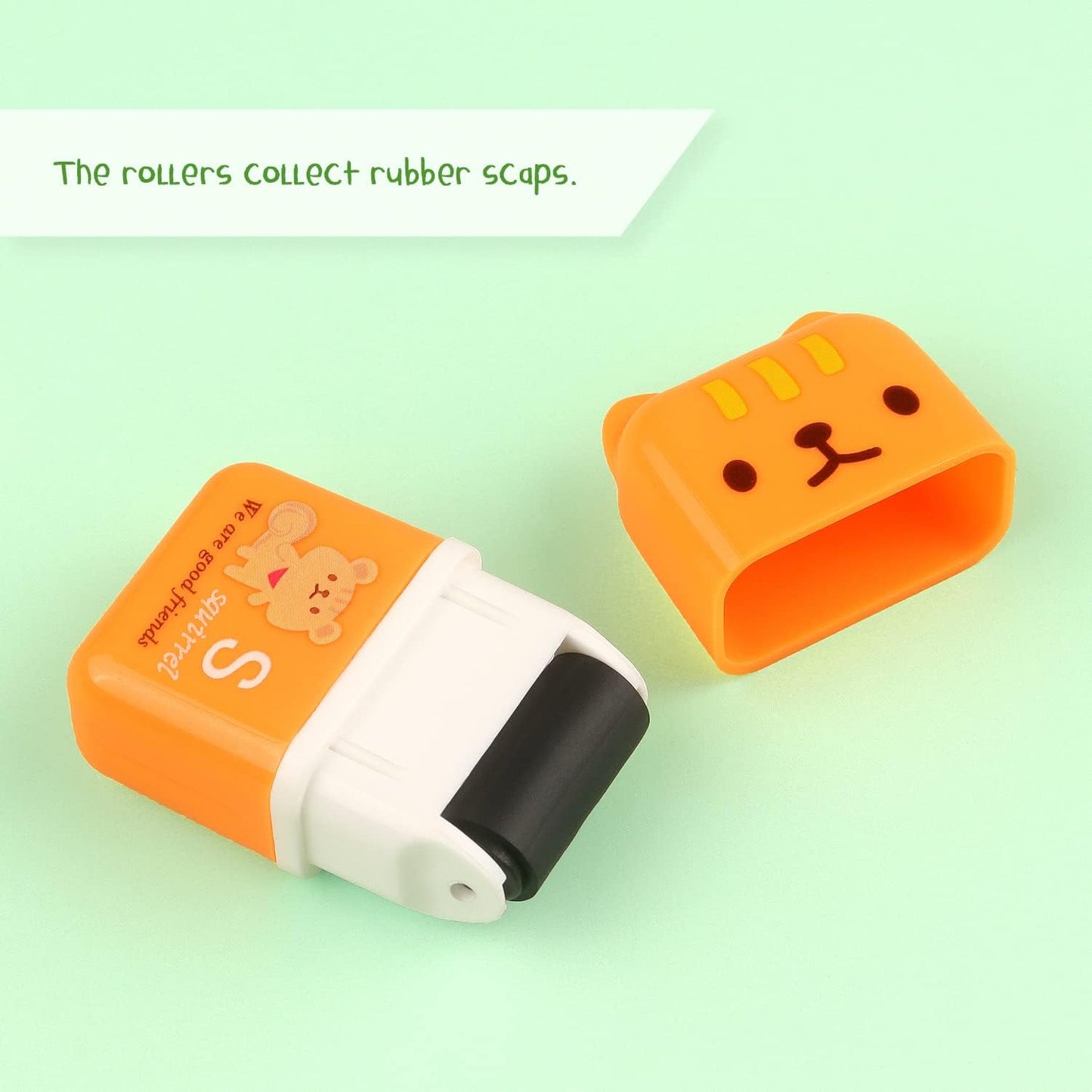 Tamaki 6 Pack Erasers for Kids, Cute Erasers with Cover and Roller, Pencil Rubber Eraser for Party Favors Gift Supplies (Model B)