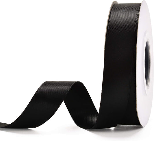 YAMA Double Face Satin Ribbon - 7/8" 25 Yards for Gift Wrapping Ribbons Roll, Black