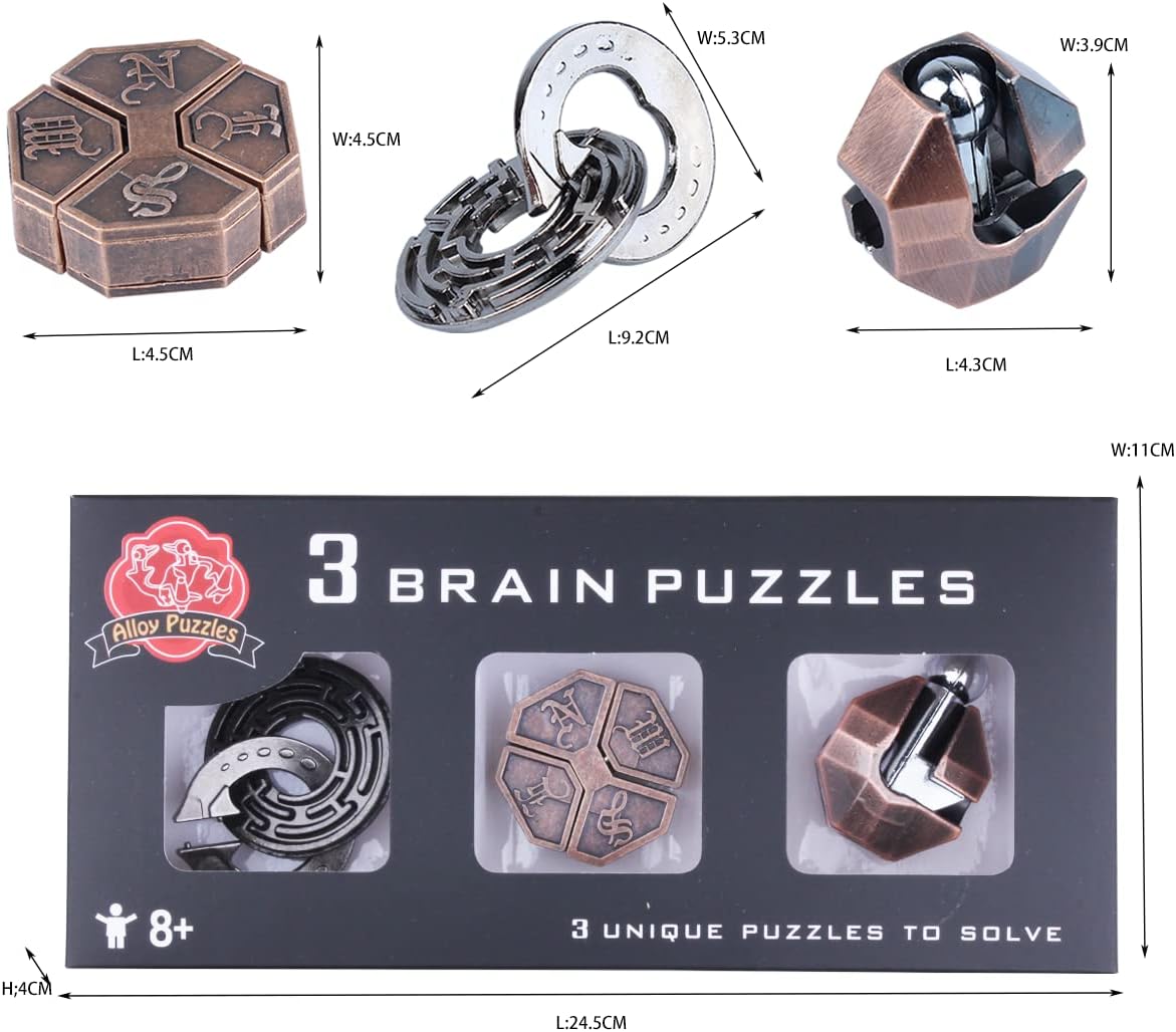 Brain Teaser Puzzle for Adults Puzzles Metal Hole Lock Adult Educational Toy Games for Adults Teens Educational Toy Gift (Bronze)