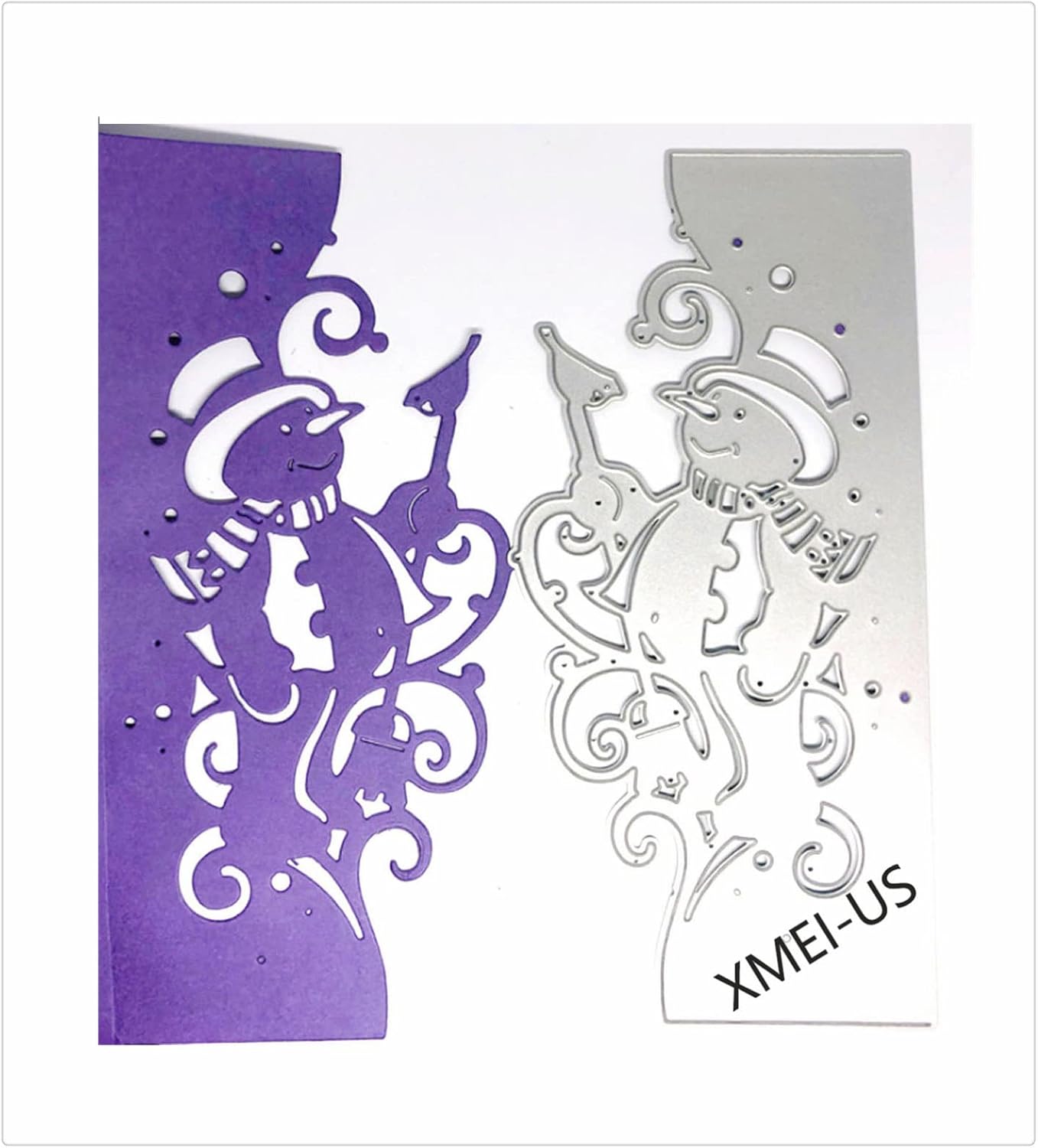 Metal Cutting Dies DIY Embossing Stencil Template Scrapbooking Card Making Mold Photo Album Arts Crafts Tools (Lace Snowman-16.4x7.9cm)