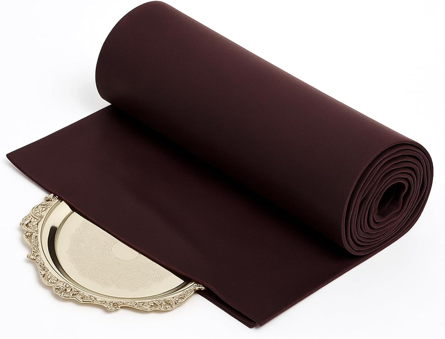 Jecery 1.1 Yard Anti Tarnish Silver Cloth by the Yard, Luxury Jewelry Silver Polishing Storage Protect Cloths for Silverware Flatware Silversmith Polishing (Brown)