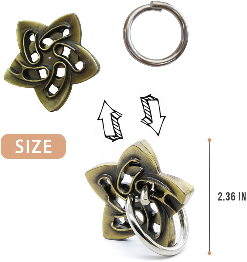 Fun Metal Brain Teaser Puzzle Games - 3PCS Adults Mind 3D Toys -Teens IQ Insight Challenge - Educational Gift for Ages 12+