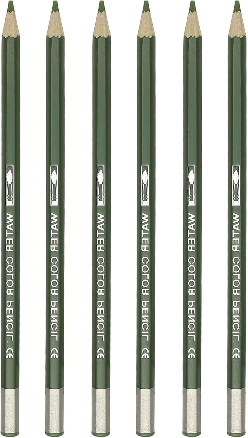 PATIKIL Watercolor Pencil, 6Pcs Water Soluble Pencils for Blending, Coloring, Sketch Drawing, Painting, Olive Green