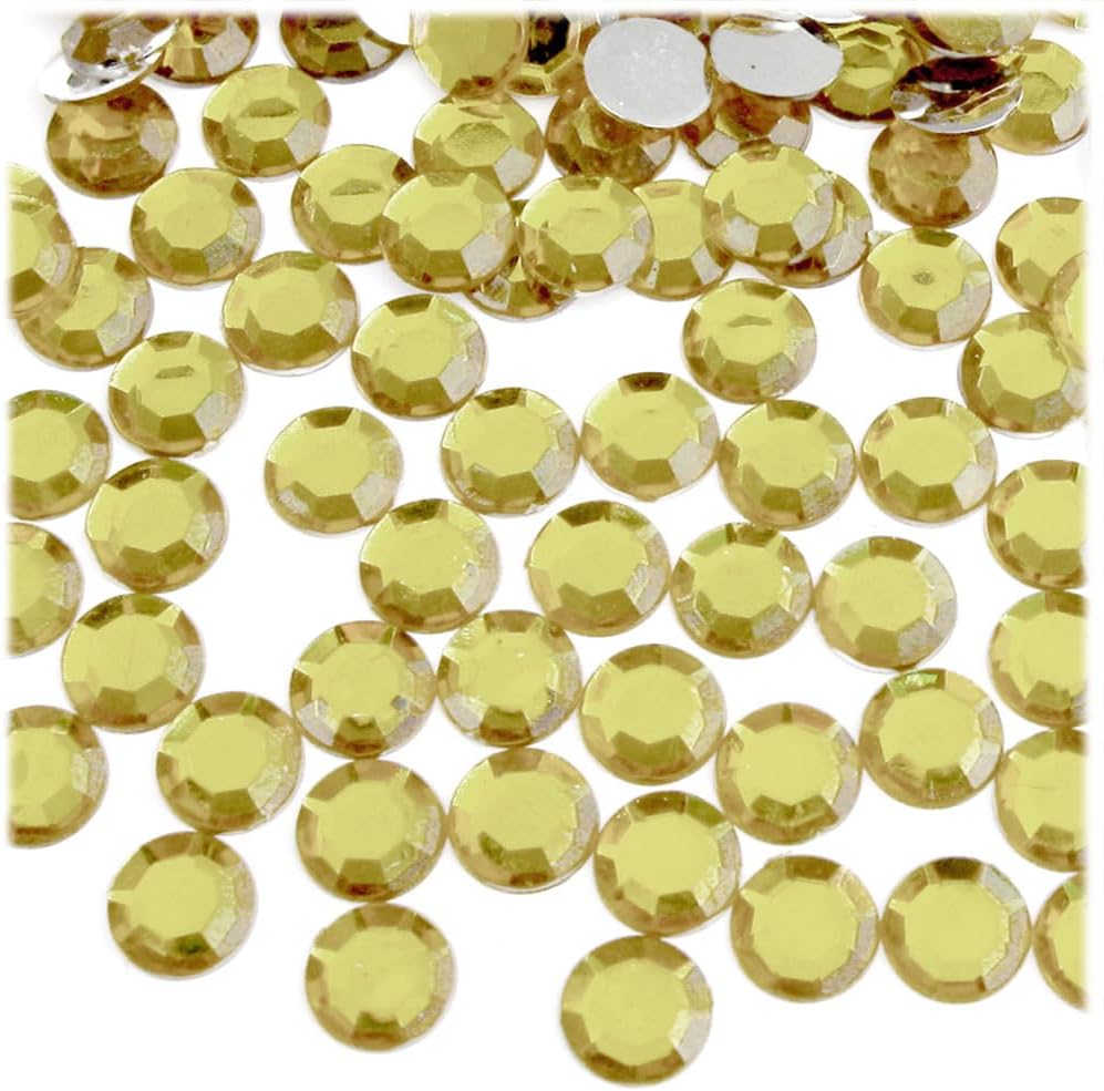 The Crafts Outlet 144pc Rhinestones Round 10mm - Flatback Olive Green EGR