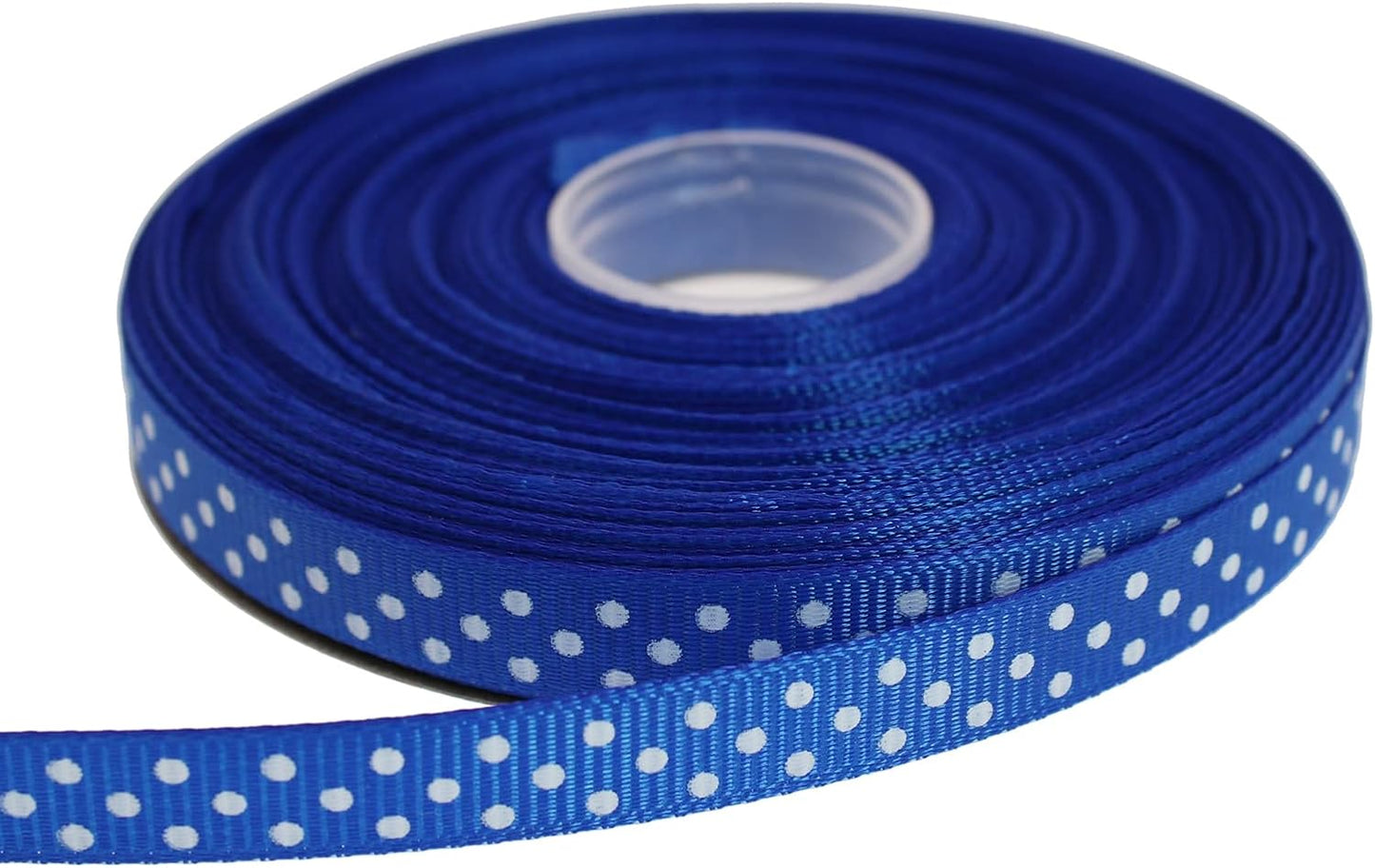 Polka Dot Grosgrain Ribbon 25 Yard Each Roll 100% Polyester (3/8", Royal Blue)
