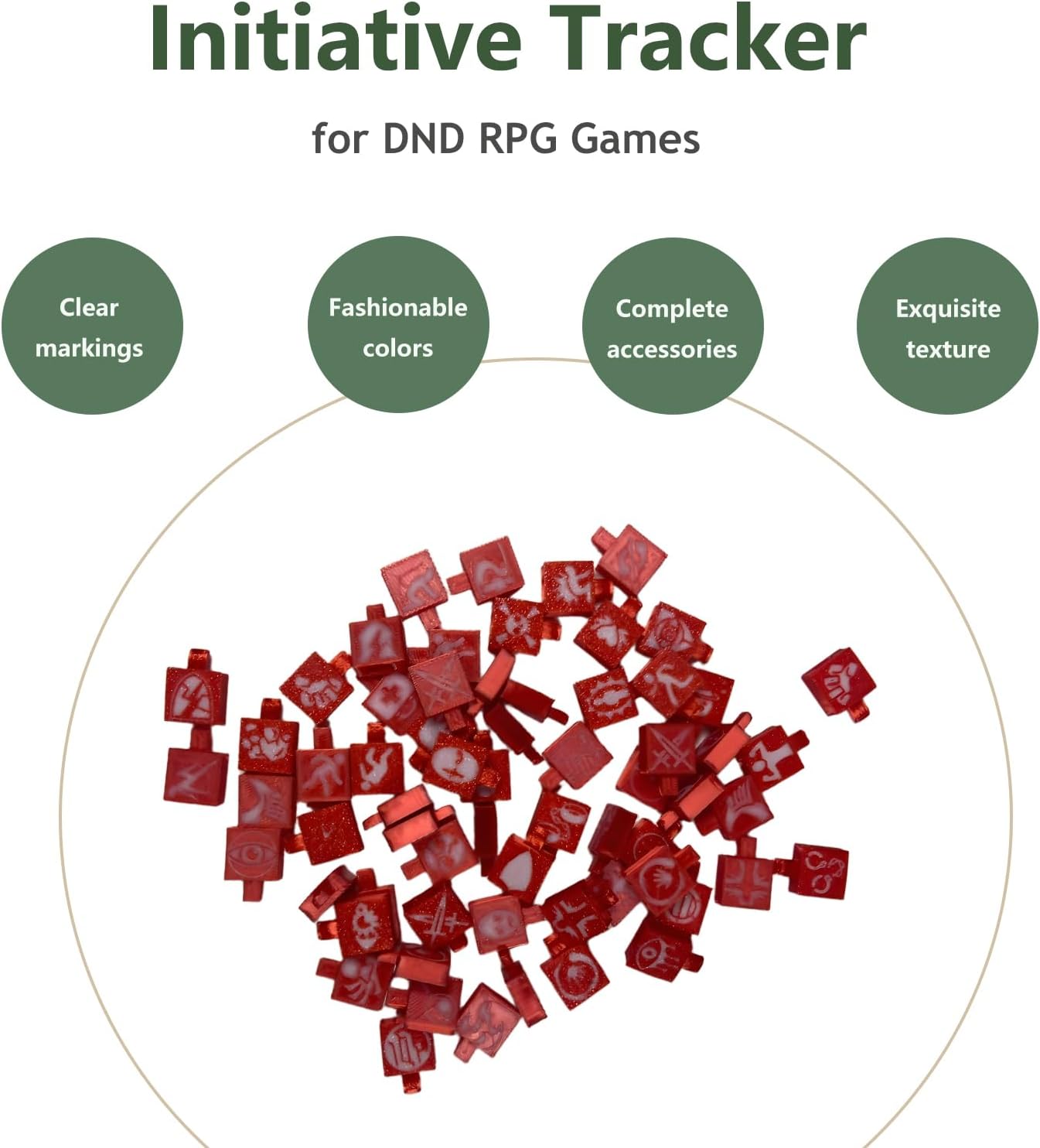 DND Initiative Tracker Set with Gray Character Cards and Red Condition Markers