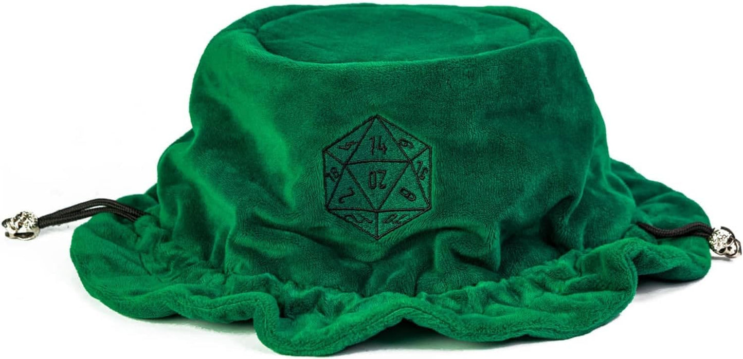 Large Dice Bags D&D with Pockets Green Storage Bag D20 Logo for DND RPG Game Dices - Capacity 200+ Dice