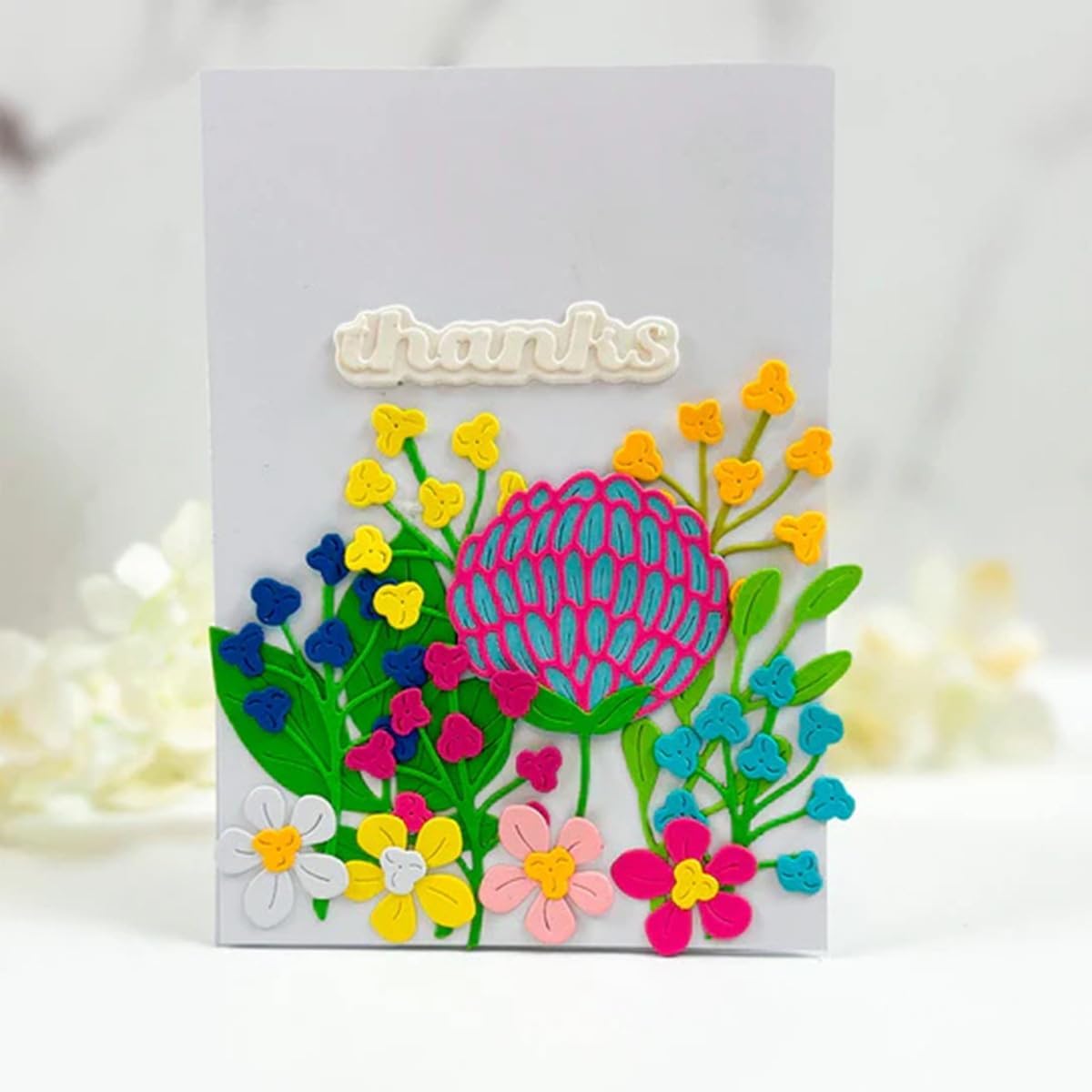 Metal Cutting Dies DIY Merry Christams Embossing Stencil Template Scrapbooking Card Making Mold Photo Album Arts Crafts Tools (Hello Thanks-20.6x10.4cm)