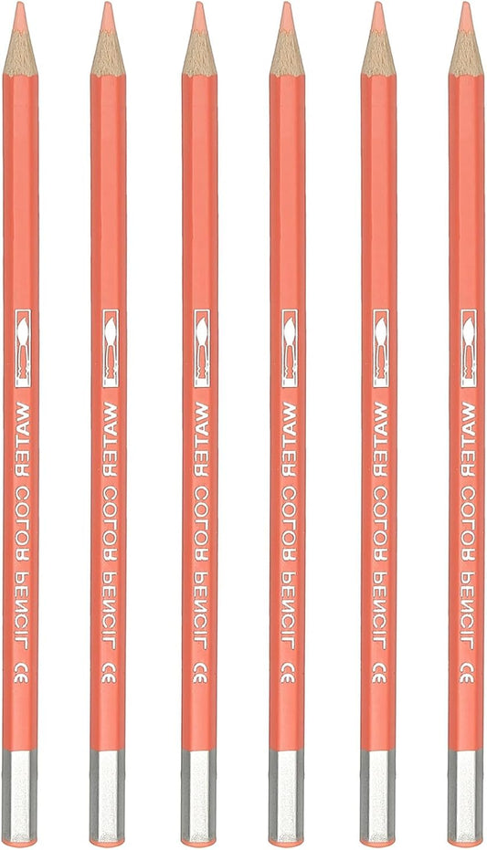 PATIKIL Watercolor Pencil, 6Pcs Water Soluble Pencils for Blending, Coloring, Sketch Drawing, Painting, Light Orange Red