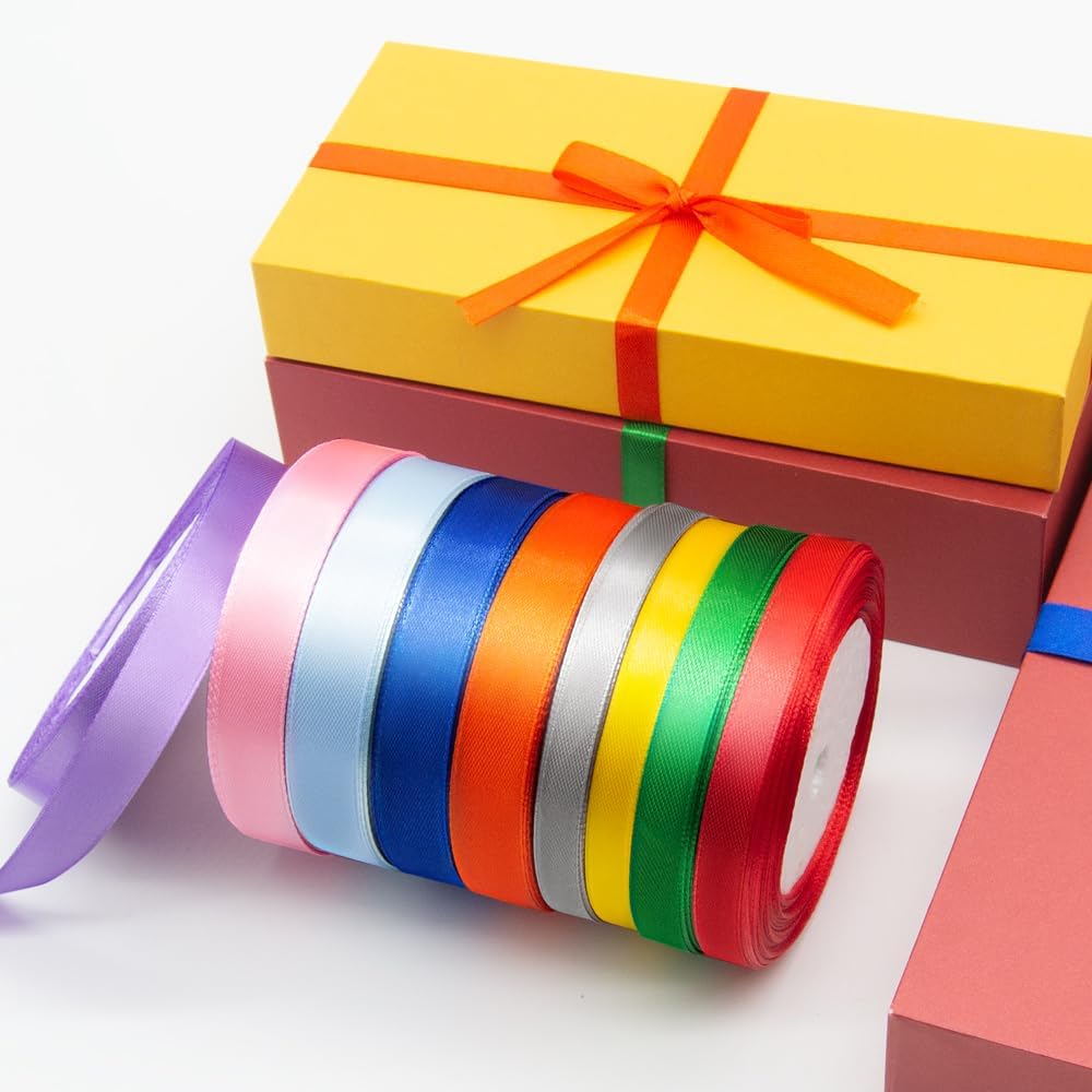 5/8" x 25 Yards Satin Ribbon, Dark Gold Silk Ribbon Ideal for Gift Wrapping, Floral Bouquets, Crafts, Wedding Party Decorations, Christmas and Sewing Projects