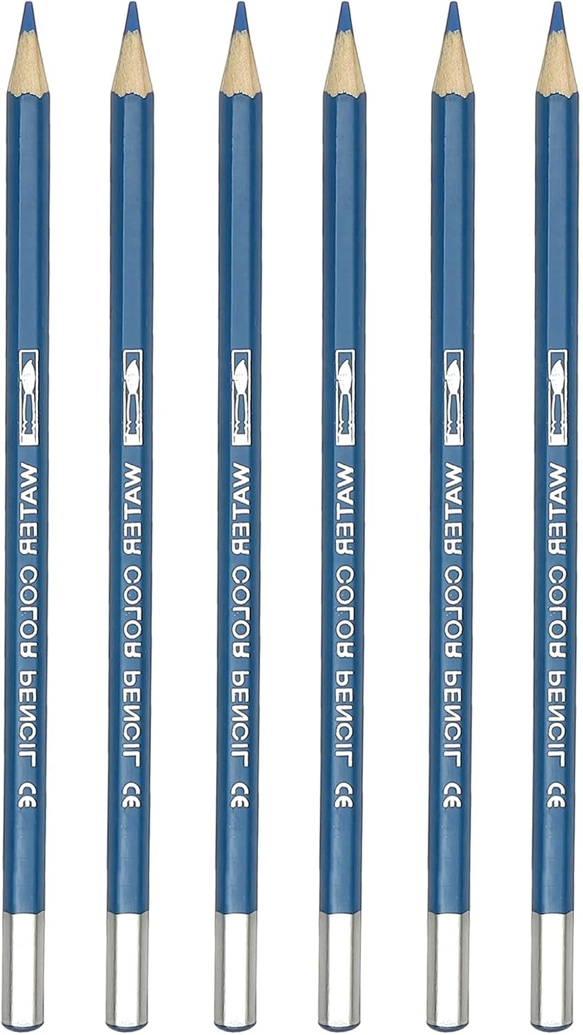 PATIKIL Watercolor Pencil, 6Pcs Water Soluble Pencils for Blending, Coloring, Sketch Drawing, Painting, Blue