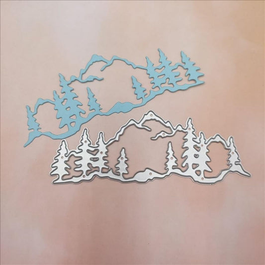 Cutting Dies for Card Making, Metal Scrapbooking Die-Cuts, DIY Bckground Frame Crafts Embossing Stencil, Paper Template Mold/Photo Album Arts Tool (Forest Snow Mountain-10.9x4.2cm)
