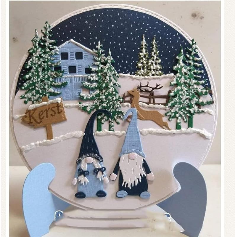 Metal Cutting Dies DIY Embossing Stencil Template Scrapbooking Card Making Mold Photo Album Arts Crafts Tools (Christmas Doll Set-6.3x8cm)