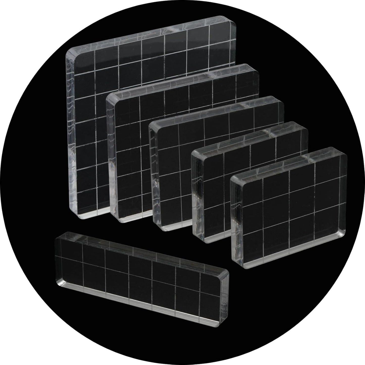 Pine & Linen 6 Pack Clear Stamp Blocks, Acrylic Tools Grid Lines Set, Scrapbooking Crafts for DIY Crafts/Scrapbooking/Card Making/Ornaments/Stamping Projects(Style-2)