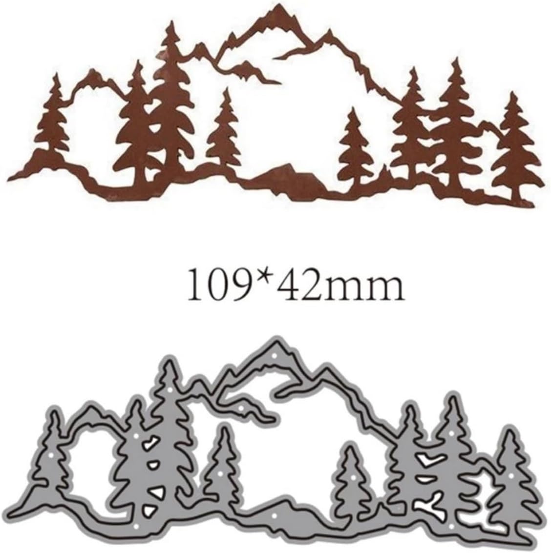 Cutting Dies for Card Making, Metal Scrapbooking Die-Cuts, DIY Bckground Frame Crafts Embossing Stencil, Paper Template Mold/Photo Album Arts Tool (Forest Snow Mountain-10.9x4.2cm)