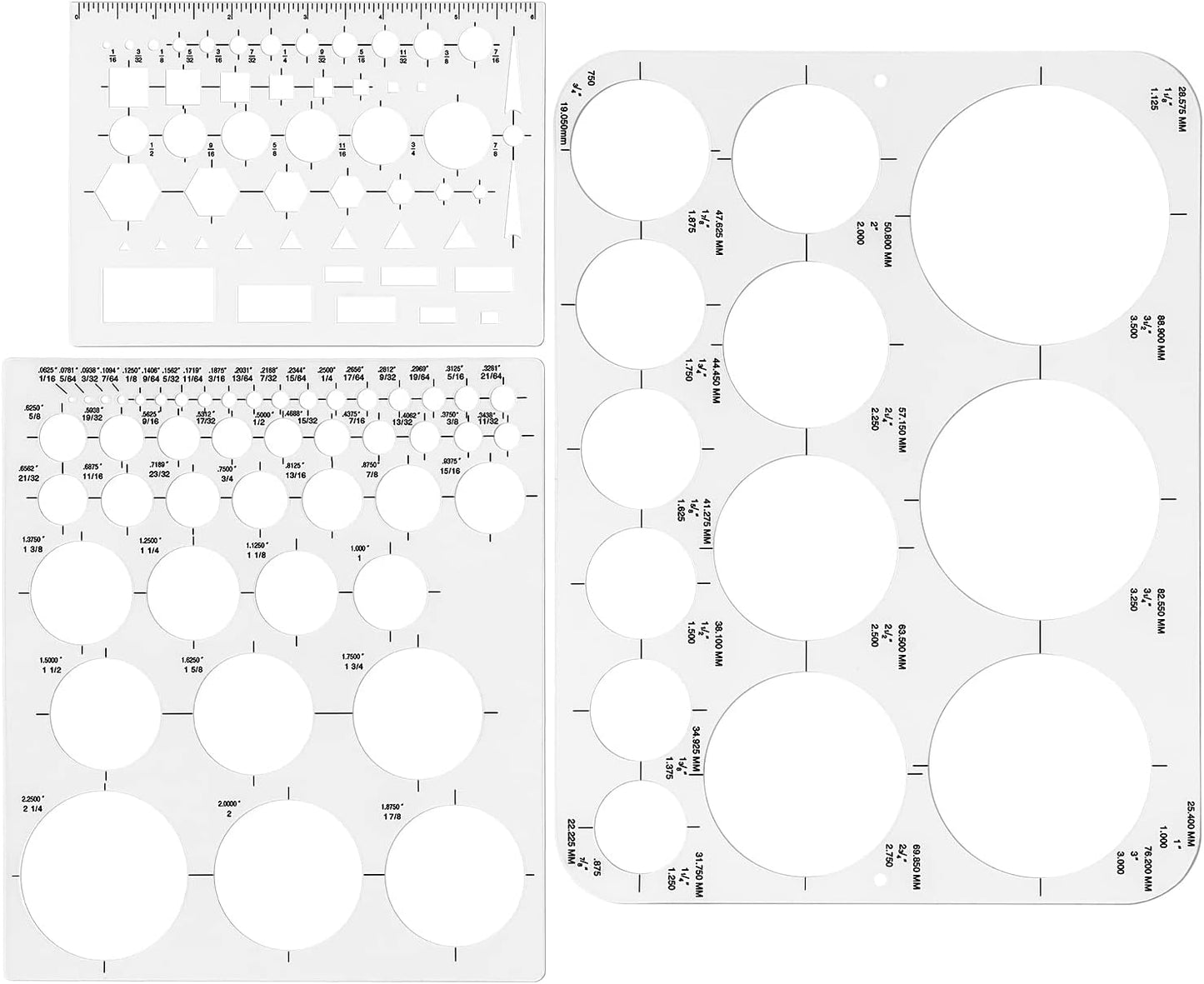 Tamaki Circle Template Circle Round Stencil Templates for Drafting for Office and School Building Formwork Drawings Templates, Large and Small Size, 3 Pack