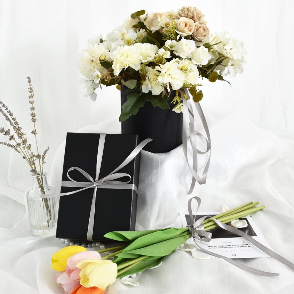 TONIFUL 3/8 Inch x 100yds Silver Satin Ribbon Thin Solid Fabric Ribbons Roll for Gift Wrapping Invitation Floral Hair Balloons Craft Sewing Party Wedding Popsicles Decoration Valentine's Day Bouquet