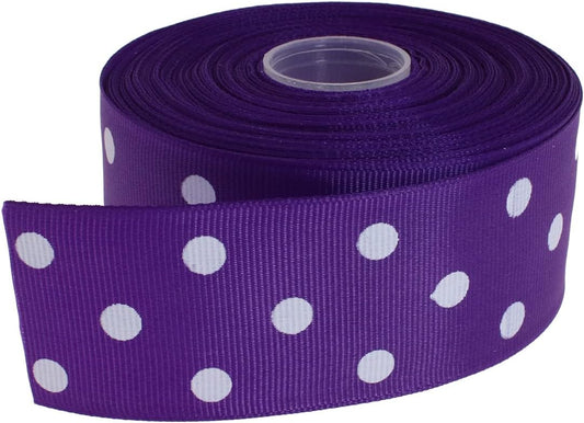 Polka Dot Grosgrain Ribbon 25 Yard Each Roll 100% Polyester (1/1-2", Purple)