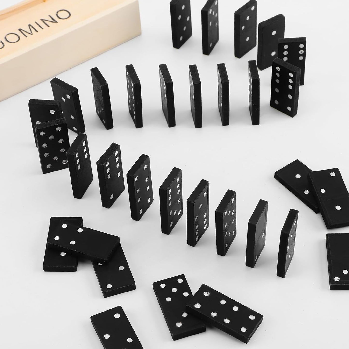 Hungdao 36 Pack Mini Dominos Set for Adults Bulk Double 6 Dominoes Wooden Miniature Classic Board Games Party Favor Travel Family Games Educational Toys with Wood Case Operation Christmas Item Gifts