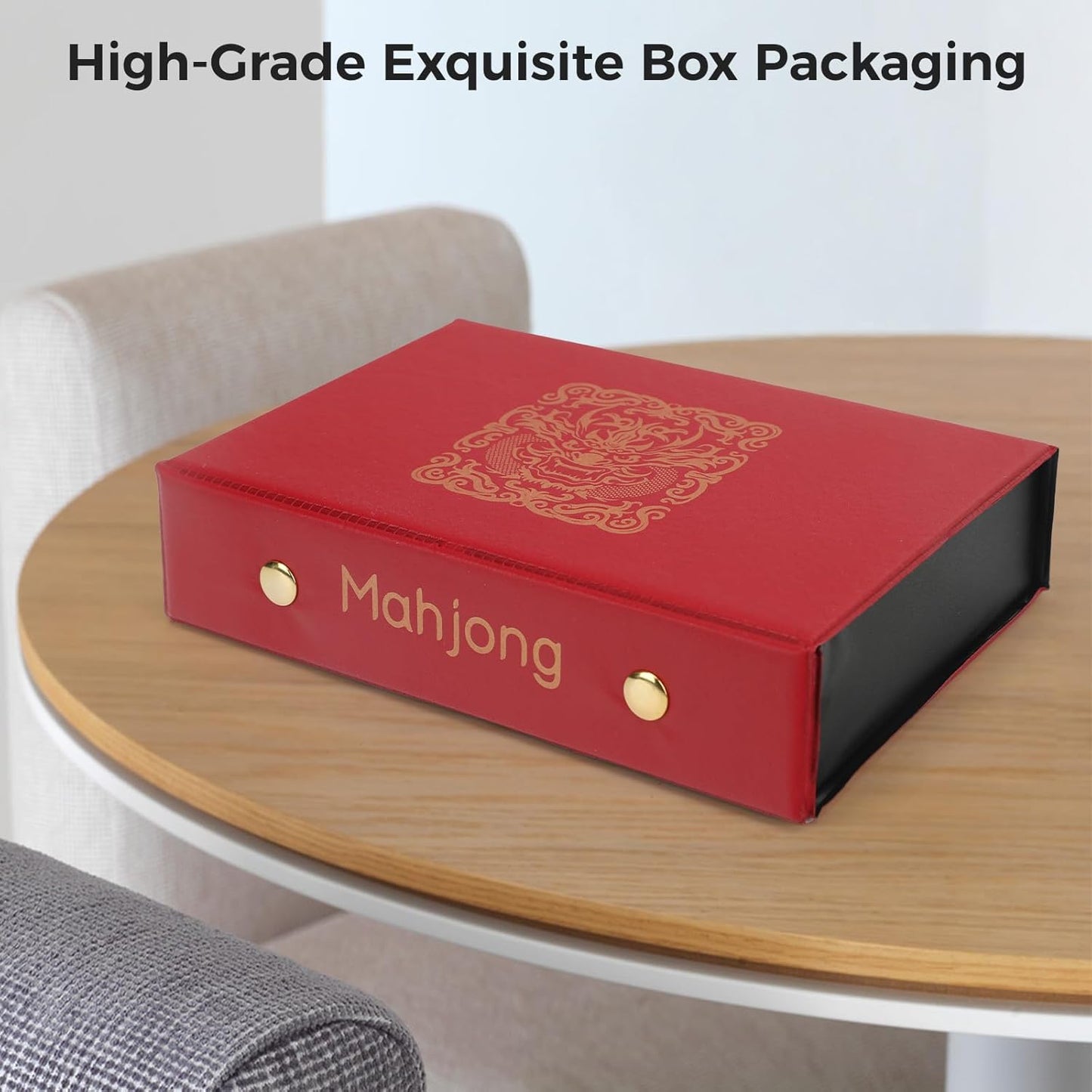 Mahjong Tile Set, 146pcs Chinese Mahjong Set Quality Mah Jong Tiles with Exquisite Storage Box Easy to Carry, Instructions Include Mah Jongg Sets for Family & Friends Gatherings