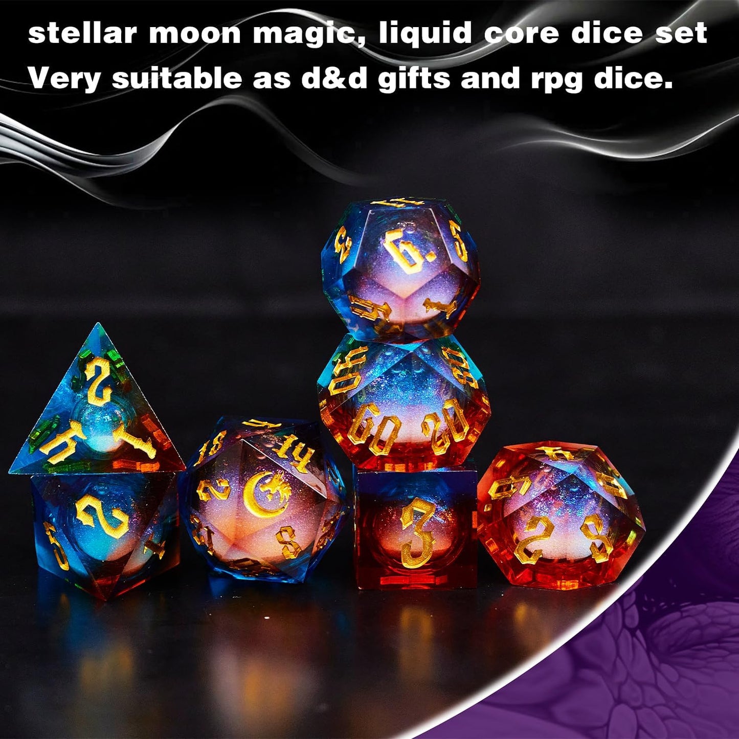 Gradual Magic Red Moon Liquid Core DND Dice Sets for Role Playing Games, Unique RPG Dungeon and Dragons Dice Set with Gift Box, Mystery Liquid Core D&D Dice Set for Gift