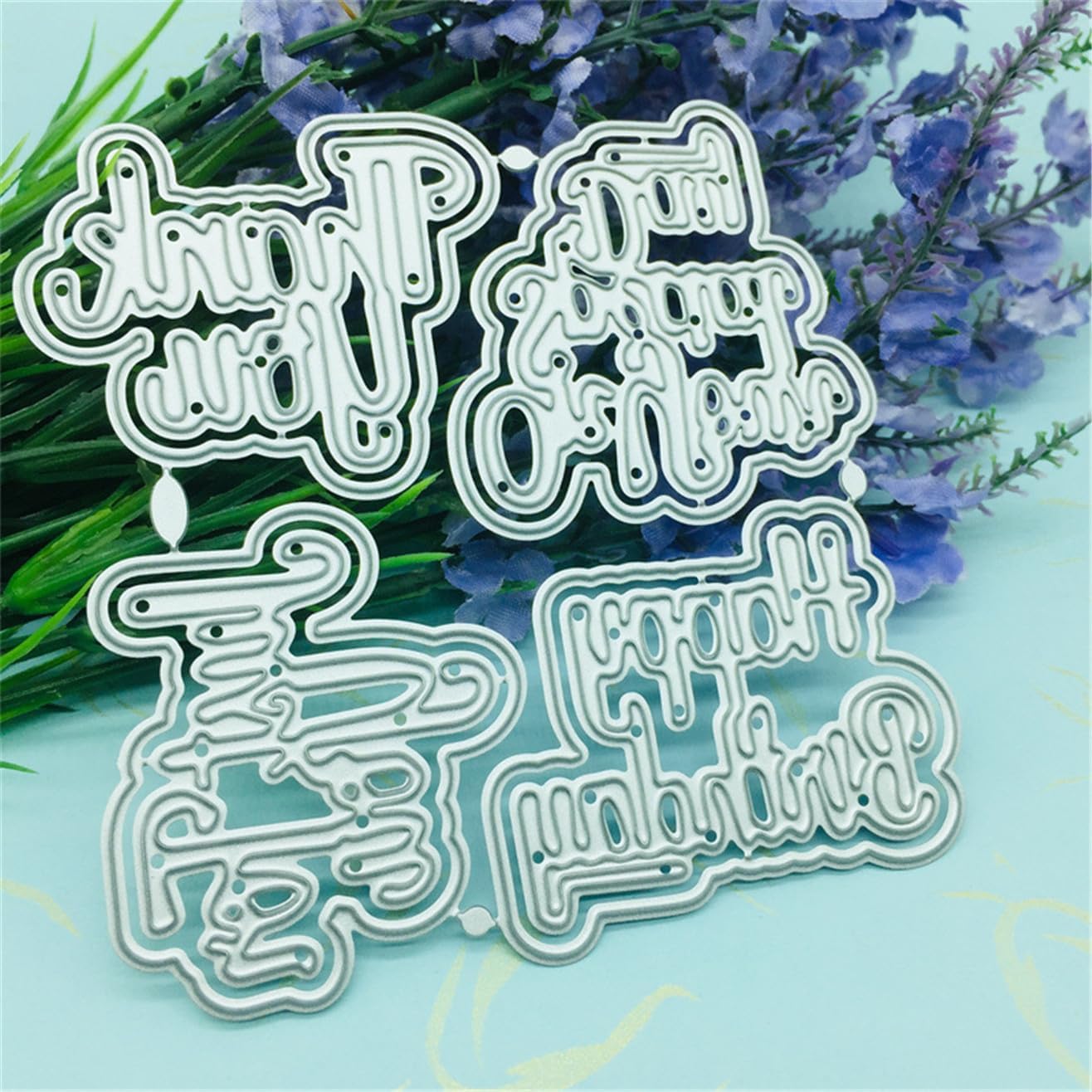 Cutting Dies Metal Stencils Scrapbooking Tools Happy Birthday Thankyou DIY Embossing Template for Paper Card Making Album Arts Crafts Supplies (English words-10.1x10.1cm)
