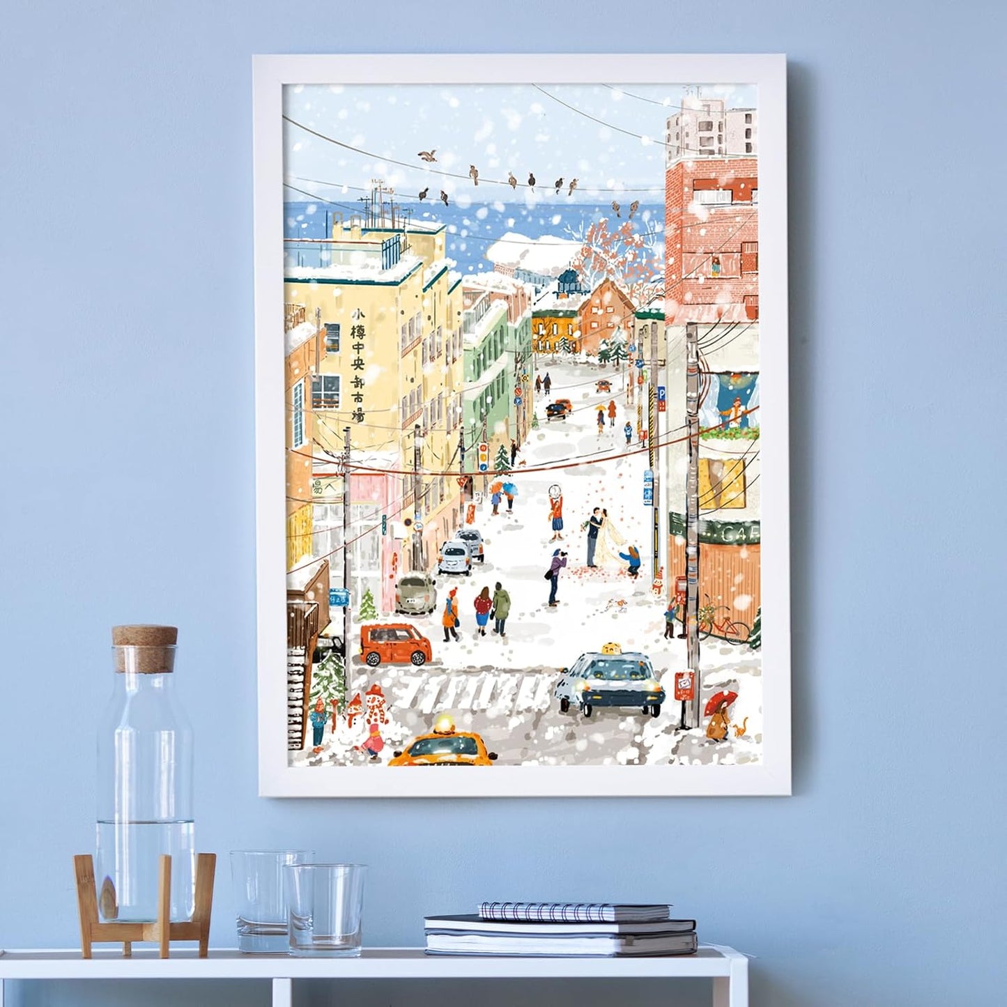 MOMIBOOK Puzzles for Adults 2000s Piece Jigsaw Puzzles of Otaru's Love Letter, Painting Image Winter Snow Twon Difficult Challenging Hard Impossible Puzzle Unique Funny Christmas Birthday Gifts