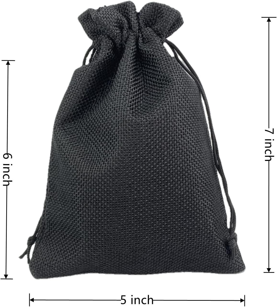 Palmhomee Pack of 25 Burlap Gift Bags with Drawstring Linen Jewelry Pouches Wedding Hessian Jute Bags for Birthday and Treat Pouches Party Wedding Favors Gift (5x7 Inch, Black)